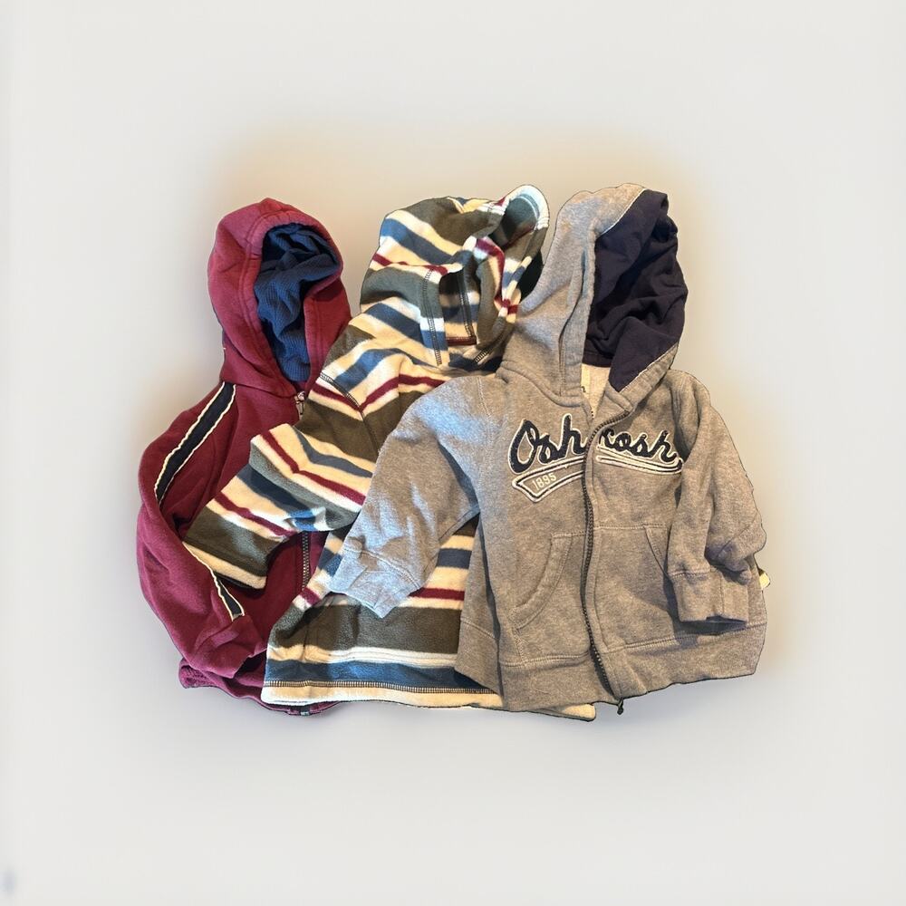 Lot Of 3 Hoodies Size 2T-3T Zip Up And Pullover